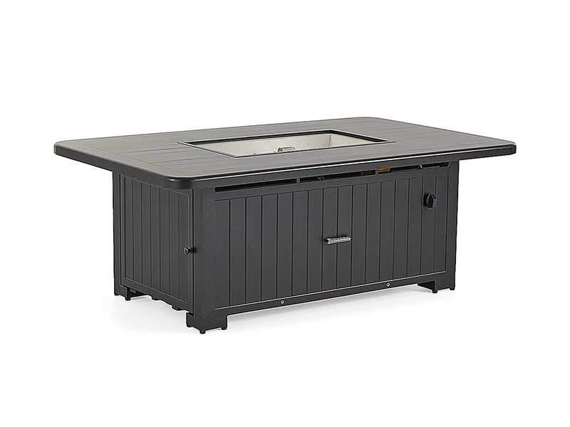 Mesa fogonera rectangular Solstice de aluminio con tapa de lamas 58x36