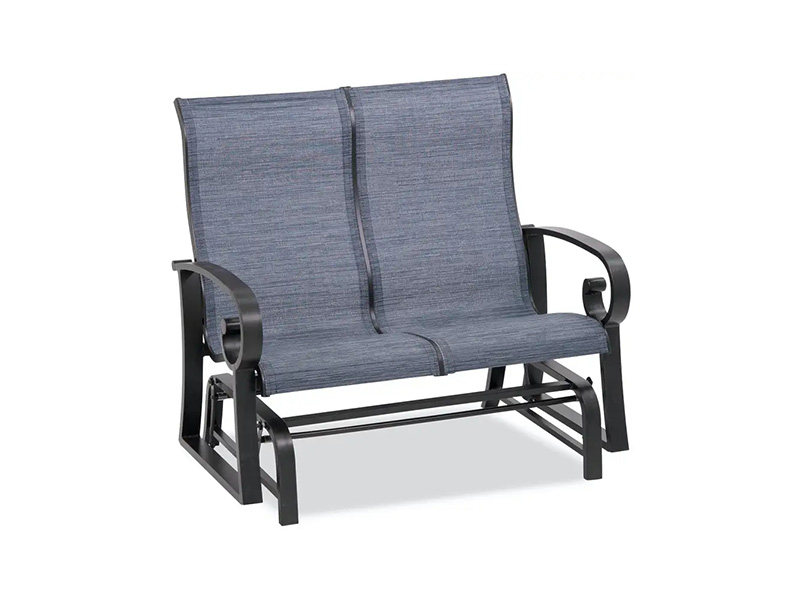 Mecedora loveseat Solstice de aluminio con textilene para patio