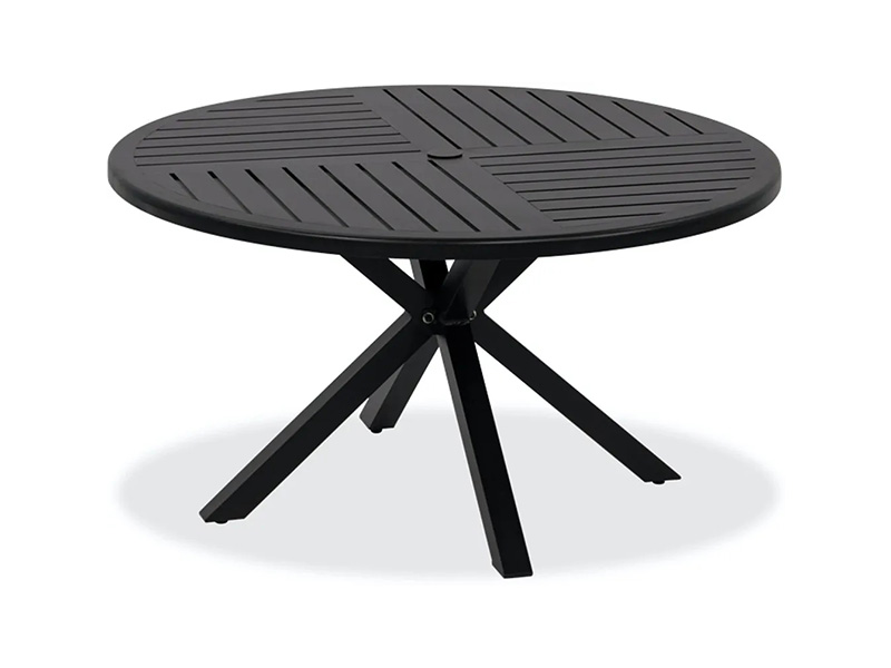 Mesa de comedor redonda para patio Solstice de aluminio bronce envejecido 52