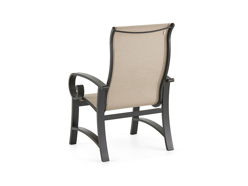 Silla de comedor Solstice de aluminio bronce envejecido con textilene
